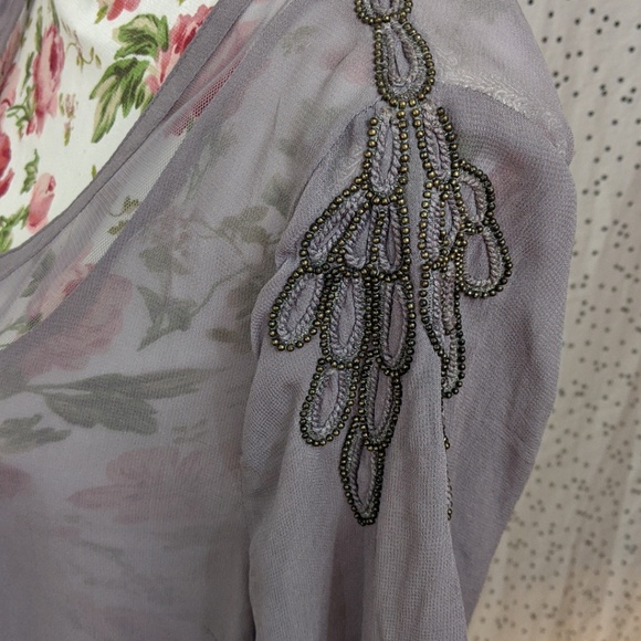 Cream Purple Sheer Top - Size 42 CA (US size 12) - Picture 5 of 7